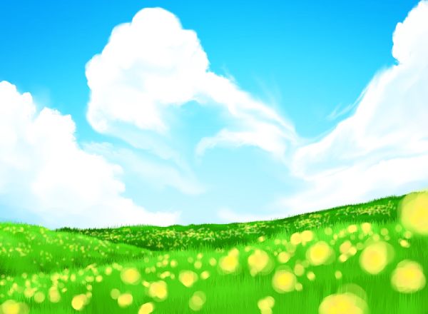 草原と夏の空