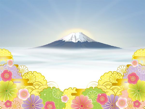 富士山と和柄